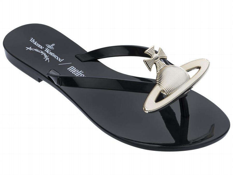 Chanclas Melissa Vivienne Westwood Mujer - Negras - Argentina IBE-832594